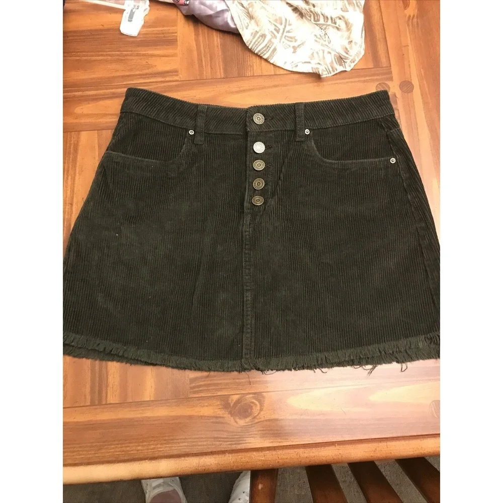 indigo rein juniors 9‎ olive green corduroy short skirt